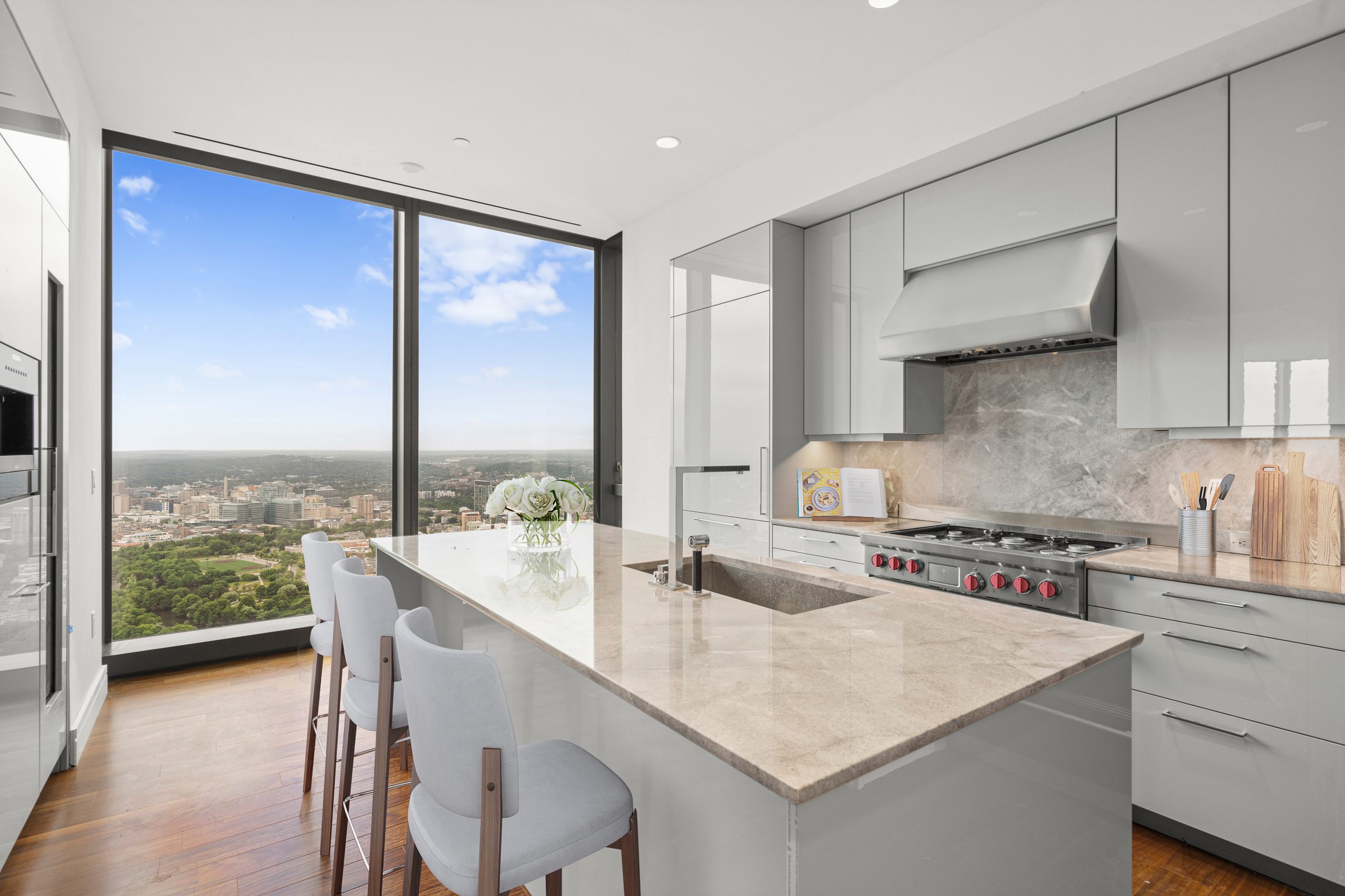 Kitchen with View of City